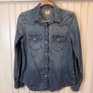 GAP Blue Denim Western Cowgirl Button-Up Shirt Mother Of Pearl Buttons Small